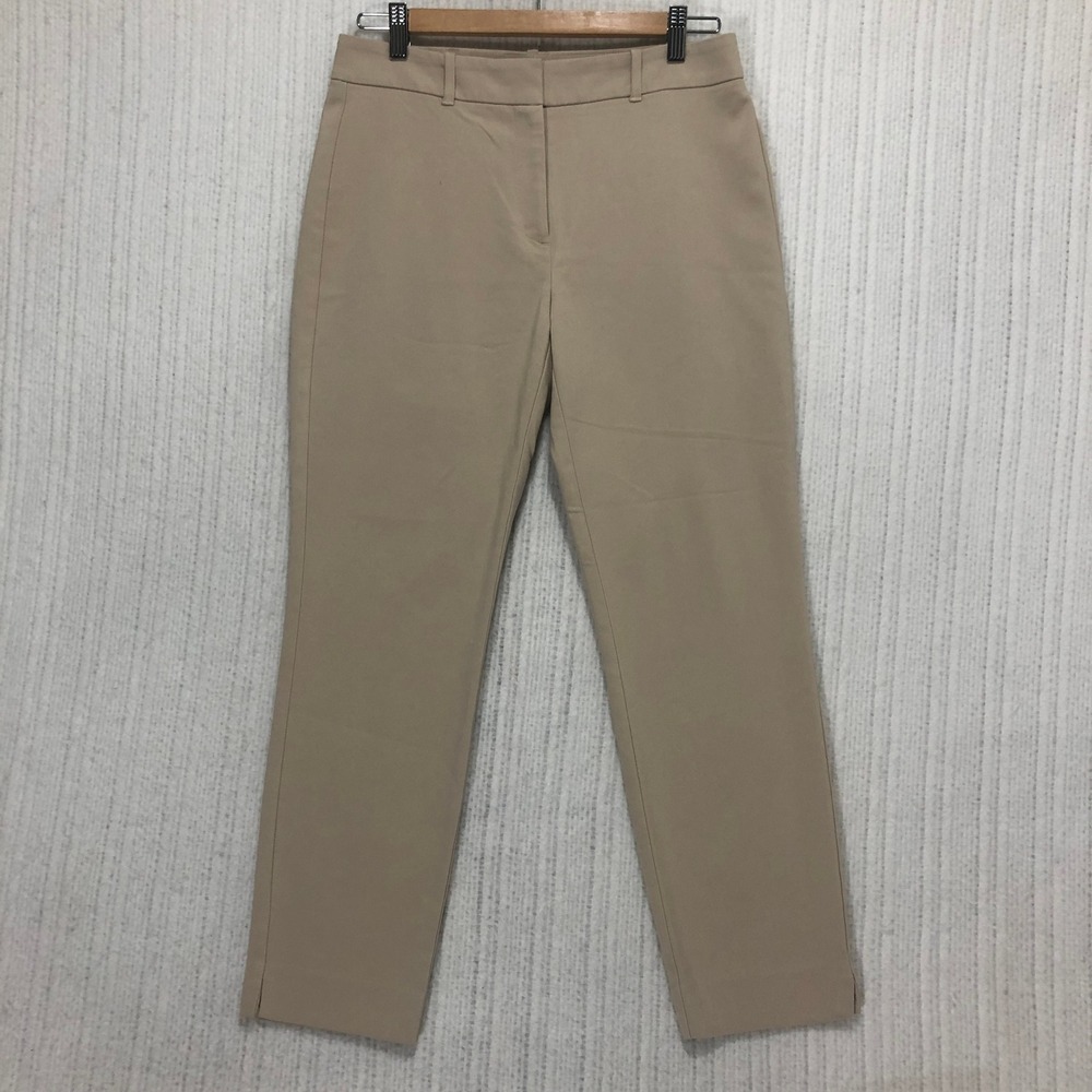 White House Black Market Tan Khaki Slim Ankle Pants Womens 4 Slit Hem WHBM‎ - Picture 2 of 8